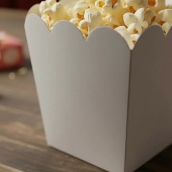 Mini Pochoclera / Caramelera Cartulina Blanca (8,5 x 8,5 x 10 cm) x 50 un