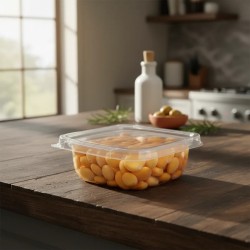 Pote Cuadrado PET 230 cc c/Tapa con Precinto de Seguridad (x 100)