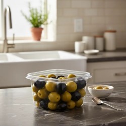 Pote Cuadrado PET 390 cc c/Tapa con Precinto de Seguridad (x 100)