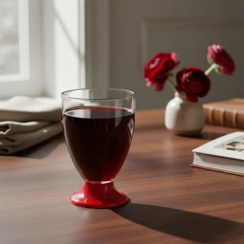 Copa de Vino DANUBIO Pie Rojo 220 cc (x 50 unidades)