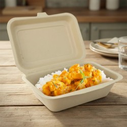 Estuche BIO Bagazo de Caña 600 ml (18 x 13.5 x 6 cm) x 50 un.