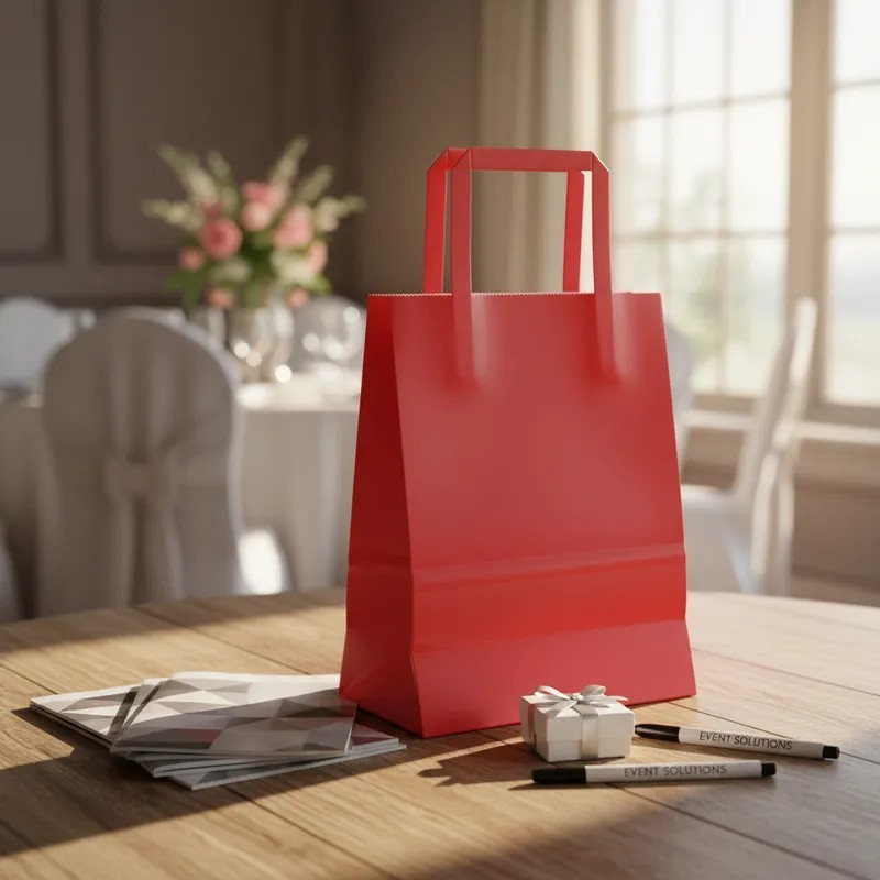 Bolsa Papel Rojo 22 x 10 x 30 cm con manija (Mod Acuario)