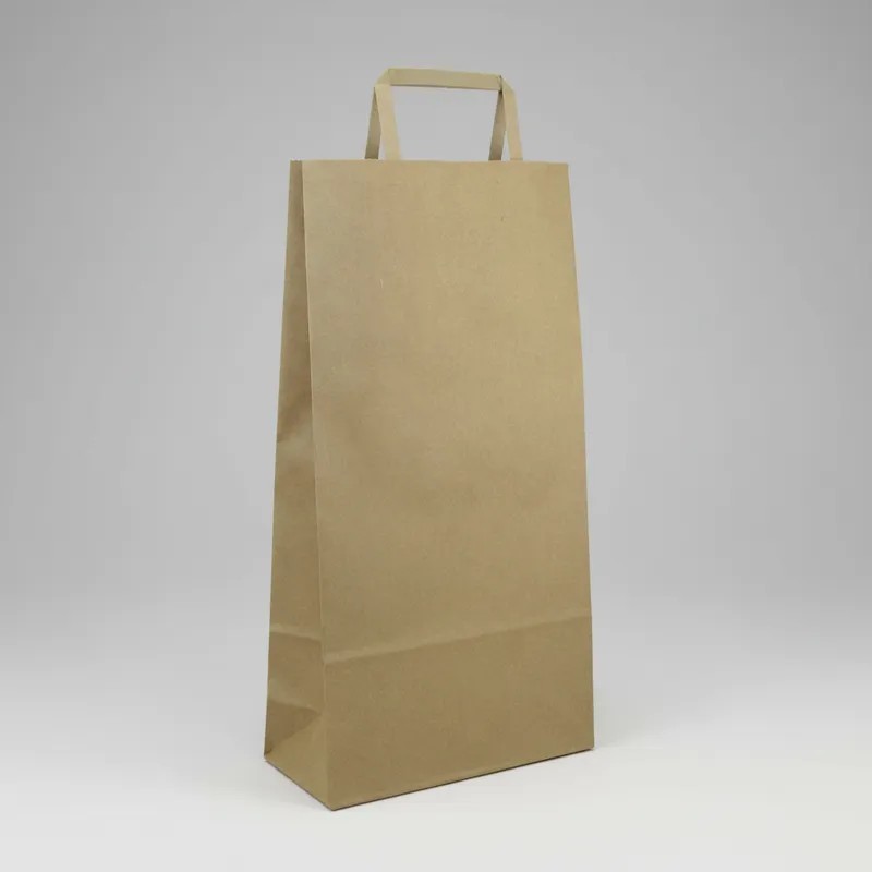 Bolsa Kraft Marrón 14 x 8 x 26 con manija (Mod Acuario)