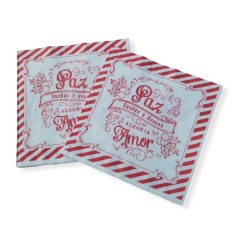 Servilletas Navideñas 33 x 33 D/H Paz y Amor (Rojo) pack x 25