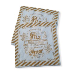 Servilletas Navideñas 33 x 33 D/H Paz y Amor (Oro) pack x 25