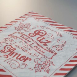 Servilletas Navideñas 33 x 33 D/H Paz y Amor (Rojo) pack x 25