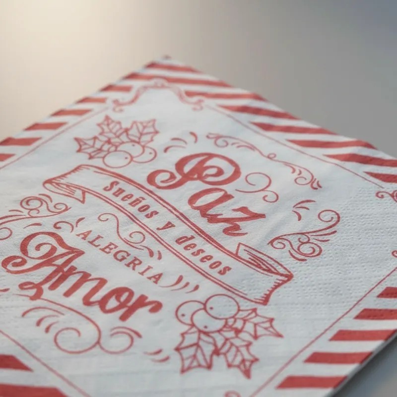 Servilletas Navideñas 33 x 33 D/H Paz y Amor (Rojo) pack x 25