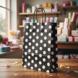 Bolsa Papel *Lunares Blancos* 30 x 12 x 41 cm con manija