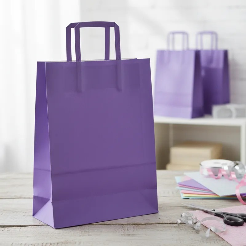 Bolsa Papel Violeta 22 x 10 x 30 cm con manijas