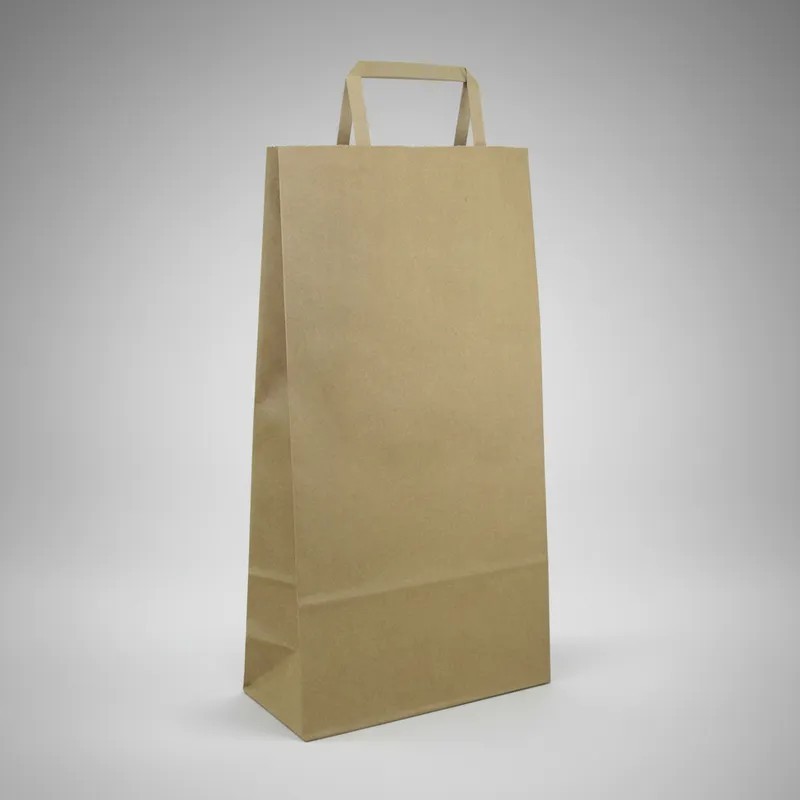 Bolsa Kraft Marrón 14 x 8 x 20 cm con manija (Mod Acuario)