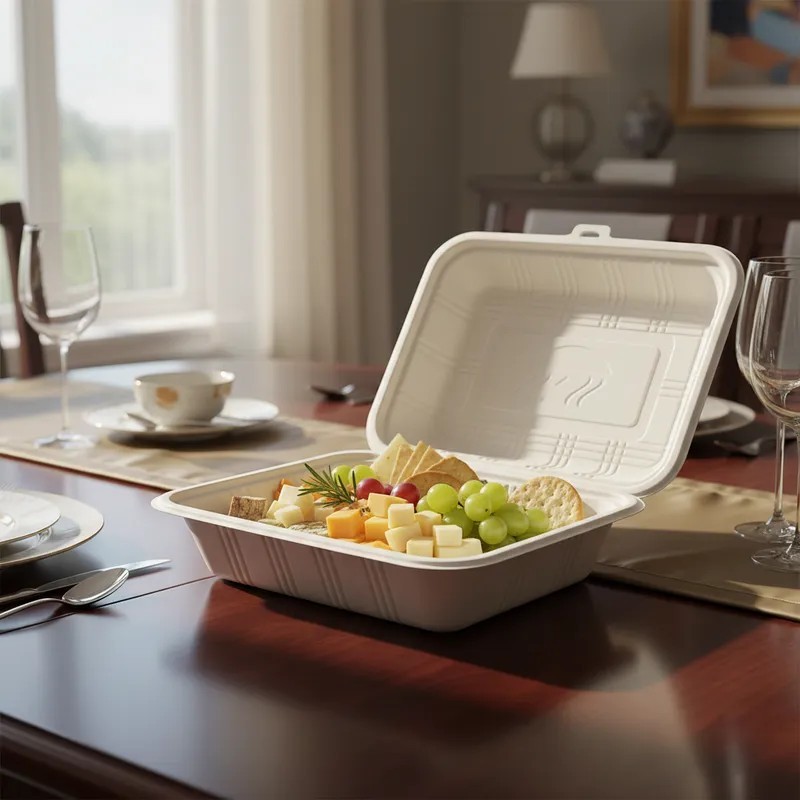 Estuche BIO F de Maíz con tapa 1000 ml (18 x 18 x 6,5 cm) x 100