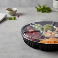 Bandeja Negra PICADA c/6 Divisiones con tapa cristal (x 10 unidades)