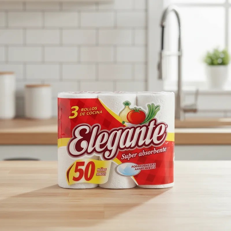 Rollo de cocina Elegante (paq x 3 unidades x 50 hojas)