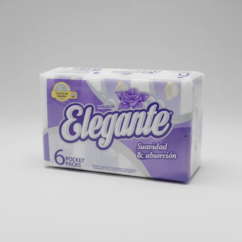 Pañuelos Elegante Tissue D/Hoja (6 paq x 12 unid c/u)