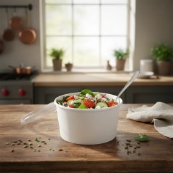 Ensaladera Polipapel Blanca 20 oz (600 cc) con tapa (x 100 unidades)