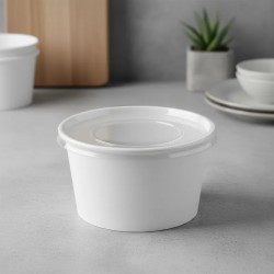 Ensaladera Polipapel Blanca 20 oz (600 cc) con tapa (x 100 unidades)