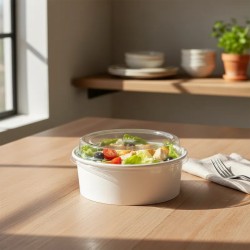 Ensaladera Polipapel Blanca 1000 cc con tapa (x 100 unidades)