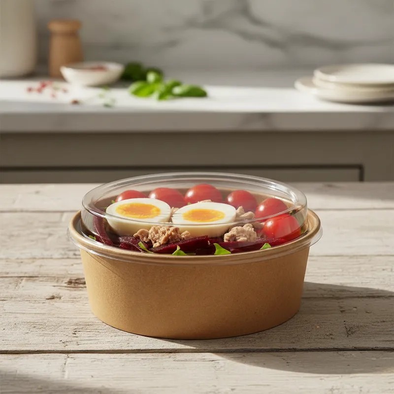 Ensaladera Polipapel Kraft 1000 cc con tapa (x 100 unidades)