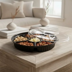 Bandeja Negra PICADA c/6 Divisiones con tapa cristal (x 10 unidades)