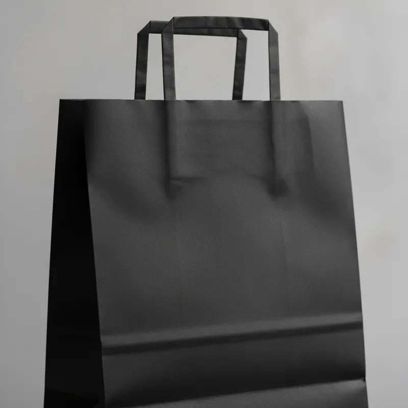 Bolsa Papel Negro 30 x 12 x 41 cm con manija (Mod Acuario)