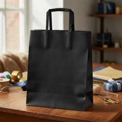 Bolsa Papel Negro 30 x 12 x 41 cm con manija (Mod Acuario)