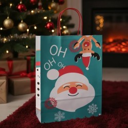 Bolsa Felices Fiestas "Merry Claus" 30 x 12 x 41 cm c/manija