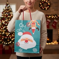 Bolsa Felices Fiestas "Merry Claus" 30 x 12 x 41 cm c/manija