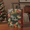 Bolsa Felices Fiestas "Muérdago" 14 x 8 x 20 cm c/manija