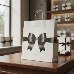 Bolsa de Papel Blanco "LAZO DE NOCHE" 45 x 15 x 48 cm c/manija
