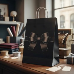 Bolsa de Papel Negro "LAZO DE NOCHE" 30 x 12 x 41 cm c/manija