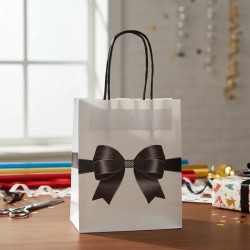 Bolsa de Papel Blanco "LAZO DE NOCHE" 14 x 8 x 20 cm c/manija