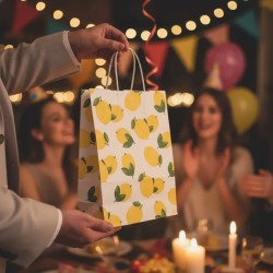 Bolsa Papel "LIMONES" 22 x 10 x 30 cm c/ manijas