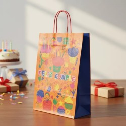 Bolsa Papel "FELIZ CUMPLE" 30 x 12 x 41 cm c/ manijas