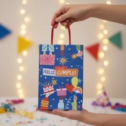 Bolsa "FELIZ CUMPLE" 14 x 8 x 20 cm c/ manijas