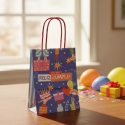 Bolsa "FELIZ CUMPLE" 14 x 8 x 20 cm c/ manijas