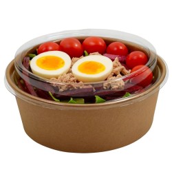 Ensaladera Polipapel Kraft 50 oz c/ tapas cristal (x 50 unidades)