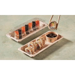 Bandeja Bagazo Caña c/Tapa Cristal 22 x 9 h: 5 cm (x 125 unid)
