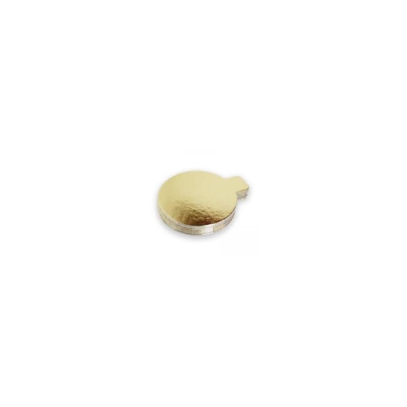 Disco Cartón Dorado 8 cm con pestaña (x 100 unidades)